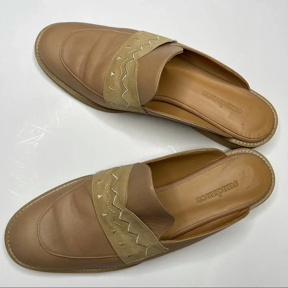 Sundance Slide On Mules Tan Leather Embroidered size 9 - Picture 6 of 6